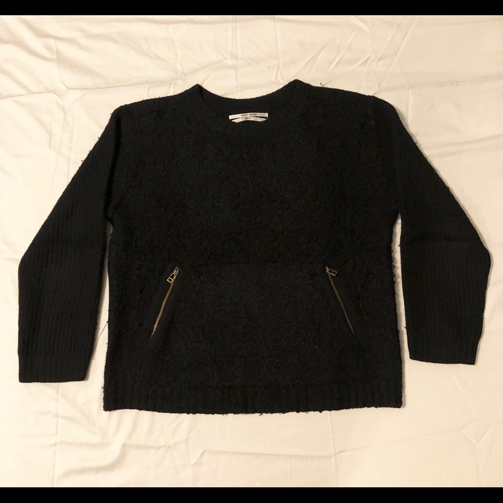 Robert Geller Zip Pocket Sweater, BLACK, MEDIUM